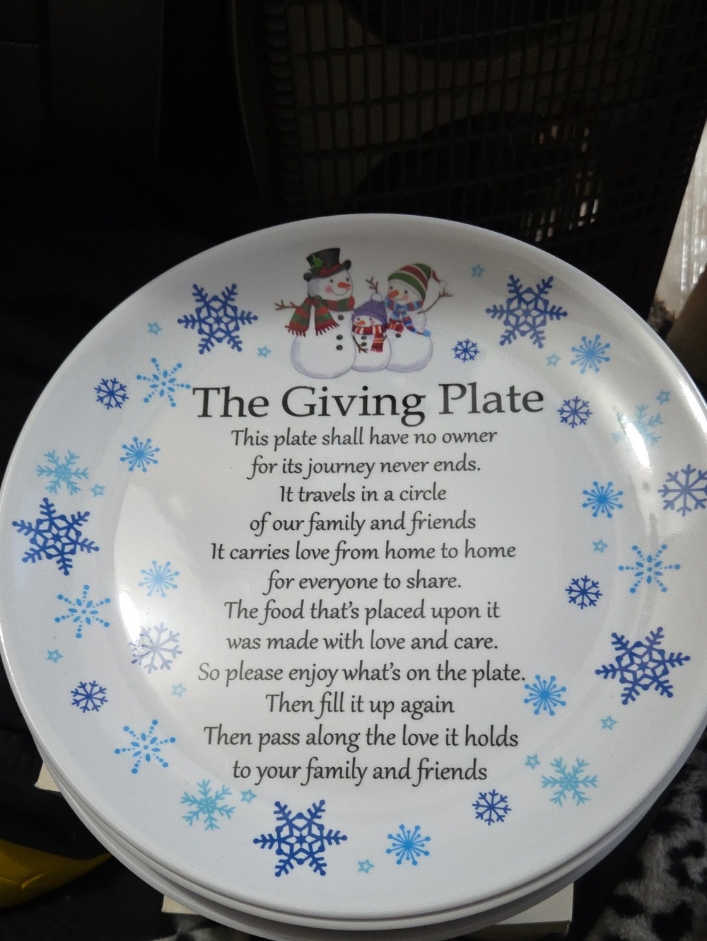 Holiday Snowman Snowflake "The Giving Plate"